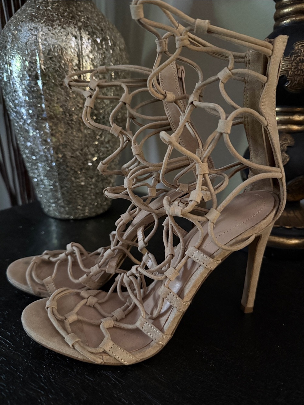 Aldo Nude Knotted Gladiator Stiletto Sandals